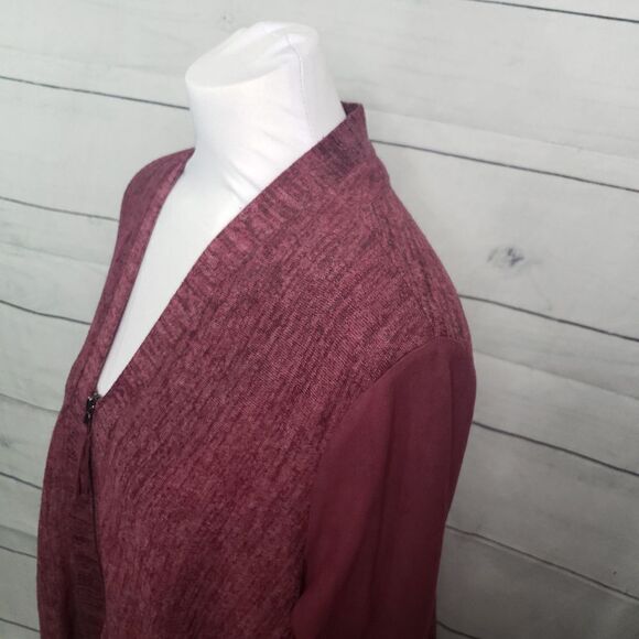 LOGO Lori Goldstein Knit Cardigan faux suede  S - Picture 6 of 8